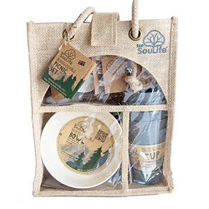 Biologisch abbaubares Picknick Set, Farbe Blau, EcoSoulife, Schweizer Reisezubehör Online-Shop weshop.ch