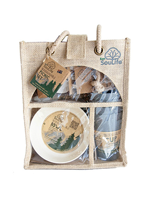 Biologisch abbaubares Picknick Set, Farbe Blau, EcoSoulife, Schweizer Reisezubehör Online-Shop weshop.ch