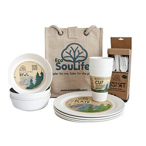Biologisch abbaubares Picknick Set, Farbe Weiss EcoSoulife, Schweizer Reisezubehör Online-Shop weshop.ch