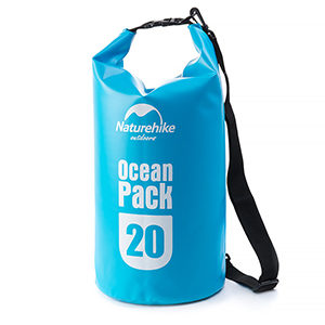 Wasserdichter Seesack mit 20 Litern Volumen, Farbe Blau – Reiseartikel onlineshop weshop.ch – Jetzt online kaufen