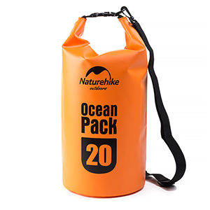 Wasserdichter Seesack mit 20 Litern Volumen, Farbe Orange – Reiseartikel onlineshop weshop.ch – Jetzt online kaufen
