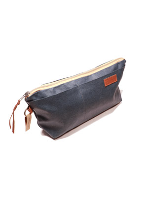 Handgefertigtes Reise-Necessaire - Waxed Canvas -Blau