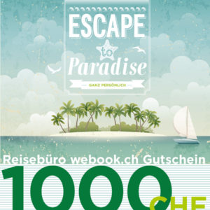 webook.ch Reise Gutschein im Wert von 500 CHF. Schweizer Reiseartikel Online Shop weshop.ch