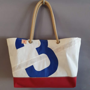 Segeltuch Strandtasche klein - Breitformat - Blau-Rot Nr3-0