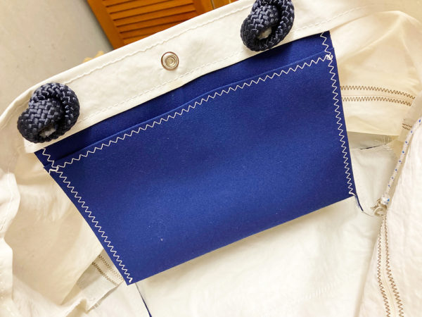 Segeltuch Strandtasche klein - Breitformat - Blau-Rot Nr3-10849