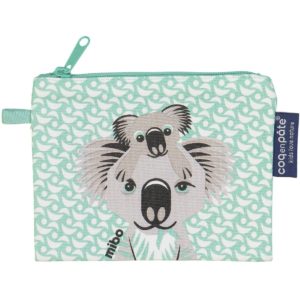 Kinder Beutel mit Reisverschluss, Portemonnaie mit Lemur Muster von COQ EN PÂTE, frontansicht im weshop.ch
