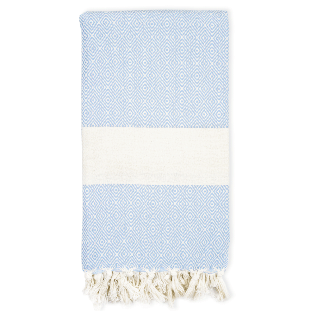 Hamamtücher in grossem Format, Diamantmuster in Hell-Blau, 100% naturfaser Baumwolle, Schweizer Reiseartikel Onlineshop weshop.ch