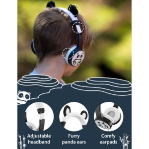 Kinderkopfhörer mit Panda-Look, Farbe Schwarz & Weiss-8776