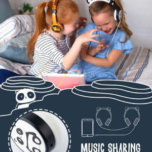 Kinderkopfhörer mit Panda-Look, Farbe Schwarz & Weiss-8774
