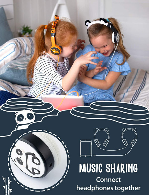 Kinderkopfhörer mit Panda-Look, Farbe Schwarz & Weiss-8774