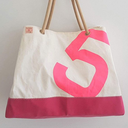 Grosse Segeltuch Strandtasche - Breitformat Pink-10893