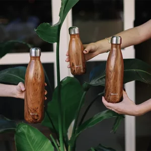 Edelstahlflasche Holzmuster Reiseartikelshop weshop.ch