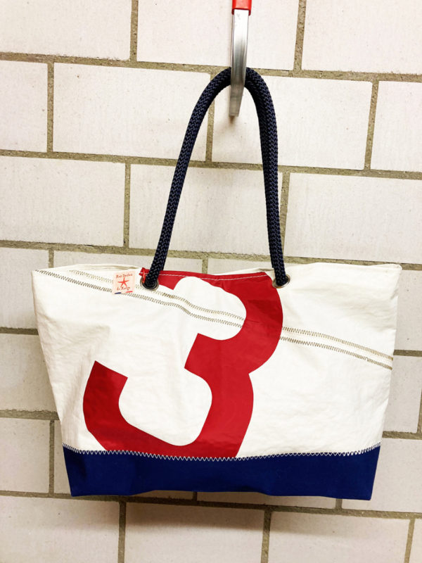 Segeltuch Strandtasche klein - Breitformat - Rot-Blau Nr3-0