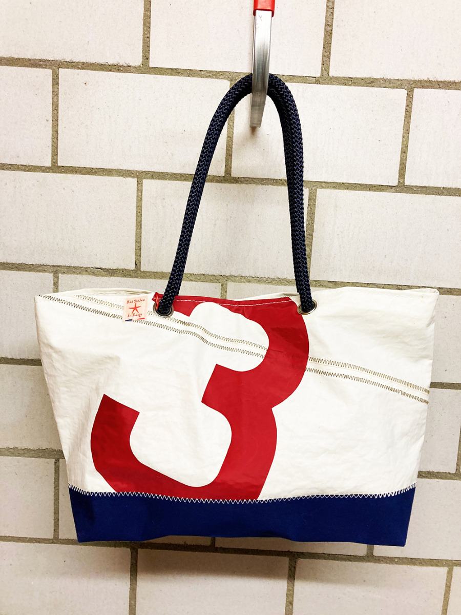 Segeltuch Strandtasche klein - Breitformat - Rot-Blau Nr3-0