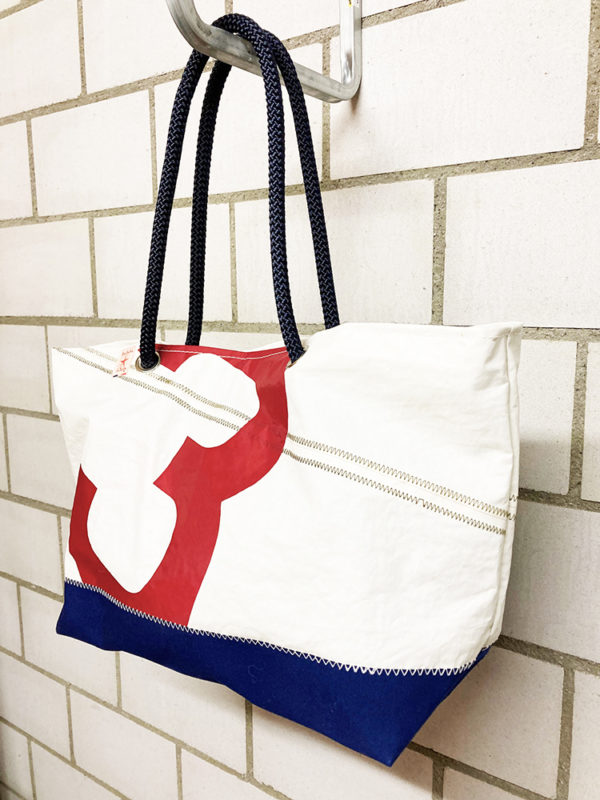 Segeltuch Strandtasche klein - Breitformat - Rot-Blau Nr3-10859