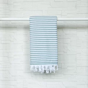 Hamamtuch Badetuch leicht frottierten olive gestreift 95cm 180cm Baumwolle weshop.ch