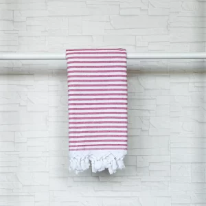 Hamamtuch Badetuch leicht frottierten rot gestreift 95cm 180cm Baumwolle weshop.ch