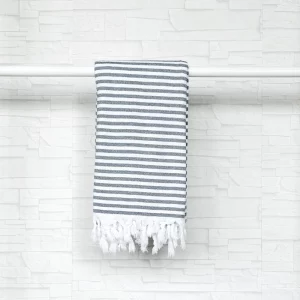 Hamamtuch Badetuch leicht frottierten Schwarz gestreift 95cm 180cm Baumwolle weshop.ch