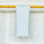 Hamamtuch Pestmental hellblau mit Jacquard Muster weshop