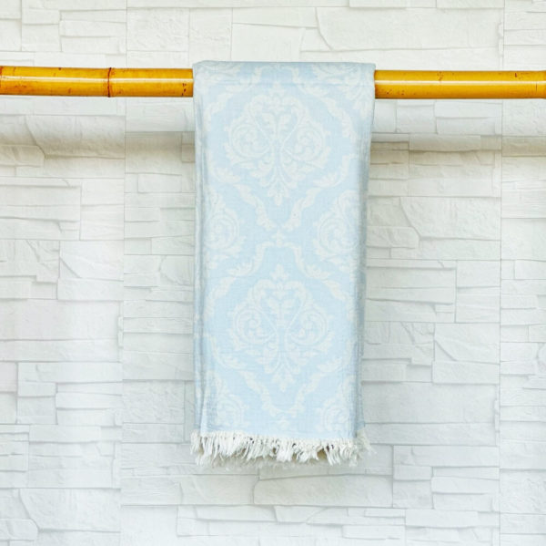 Hamamtuch Pestmental hellblau mit Jacquard Muster weshop