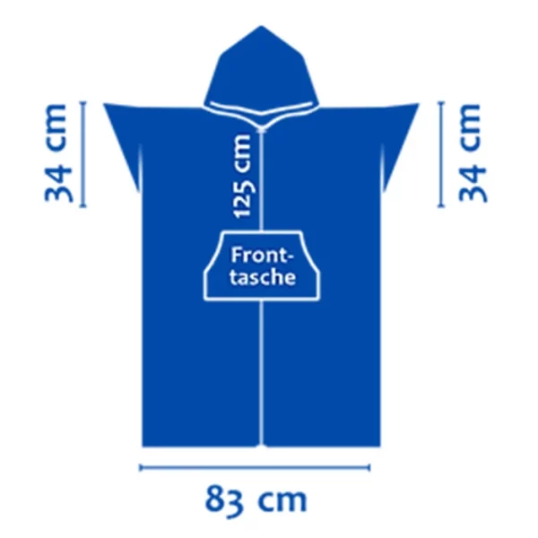 Badeponcho für Erwachsene Front Mass Wickelfisch Strandkabinne Gross weshop.ch